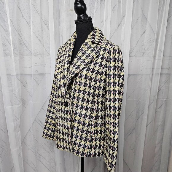Etcetera Blue Multicolor Tweed Herringbone Single Breasted Blazer Size 4 - Picture 8 of 13